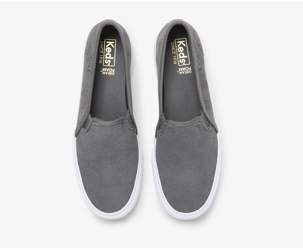 Slip On Γυναικεια - Keds Double Decker Suede - Γκρι - MLXAW0672